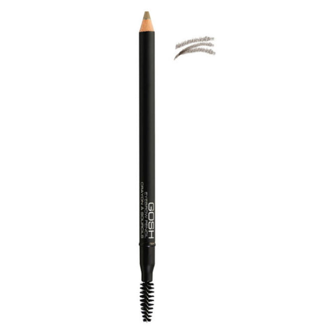 Gosh Defining Brow – Eyebrow Cream Pencil & Brush 2-in-1 for Women, 03, Grey Brown, 1.2 g