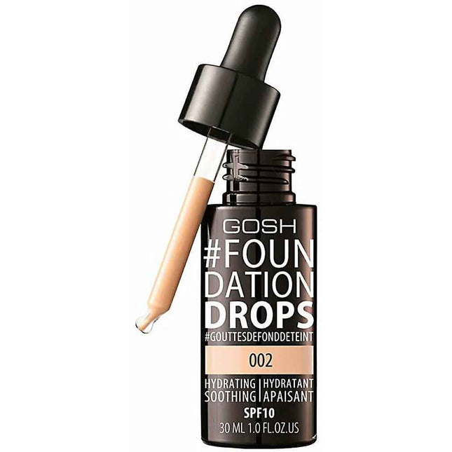 Gosh Drops – Liquid Foundation for Women, 002, Ivory, SPF 10, 30 ml Tester