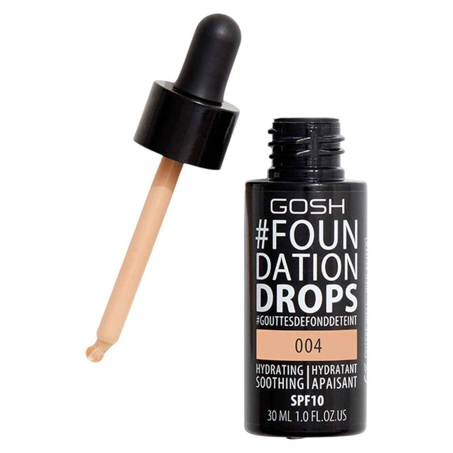 Gosh Drops – Liquid Foundation for Women, 004, Natural, SPF 10, 30 ml Tester