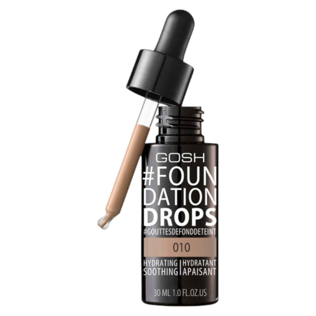 Gosh Drops – Liquid Foundation for Women, 010, Tan, SPF 10, 30 ml