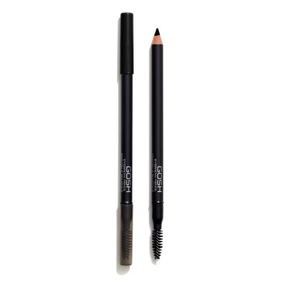 Gosh Eyebrow Cream Pencil & Brush 2-in-1 for Women, 02, Black, 1.2 g