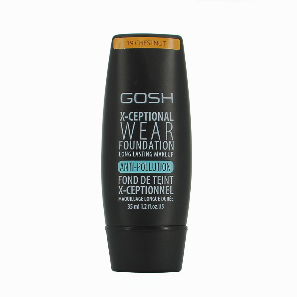 Gosh X-Ceptional Wear Vitamin E Long Lasting – Cream Foundation for Women, 19, Chestnut, 30 ml