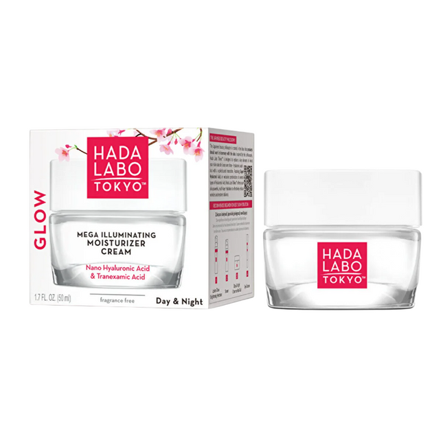 Hada Labo Tokyo Glow Hyaluronic Acid Illuminating & Moisturizer Day & Night – Gel Cream for Women, Face, 50 ml