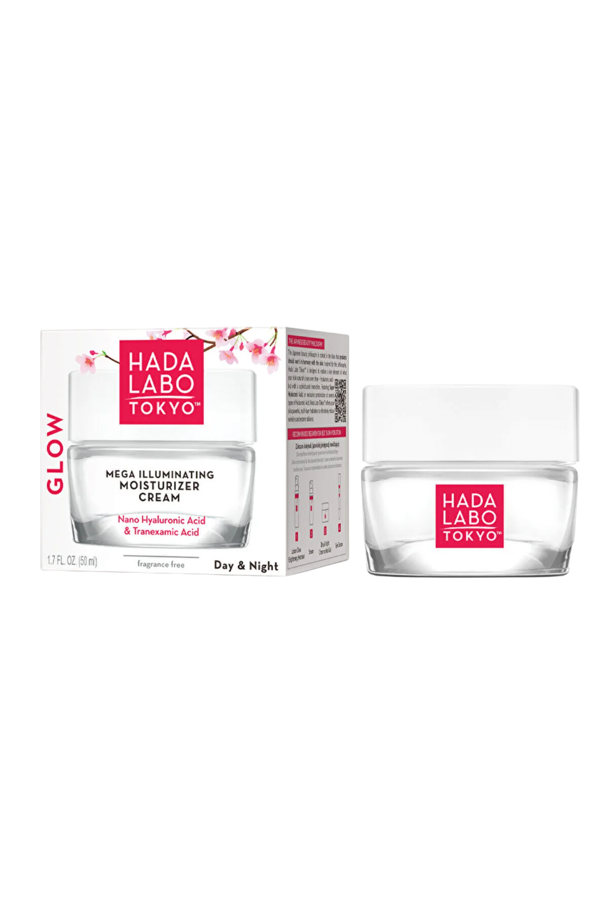 Hada Labo Tokyo Glow Hyaluronic Acid Illuminating & Moisturizer Day & Night – Gel Cream for Women, Face, 50 ml