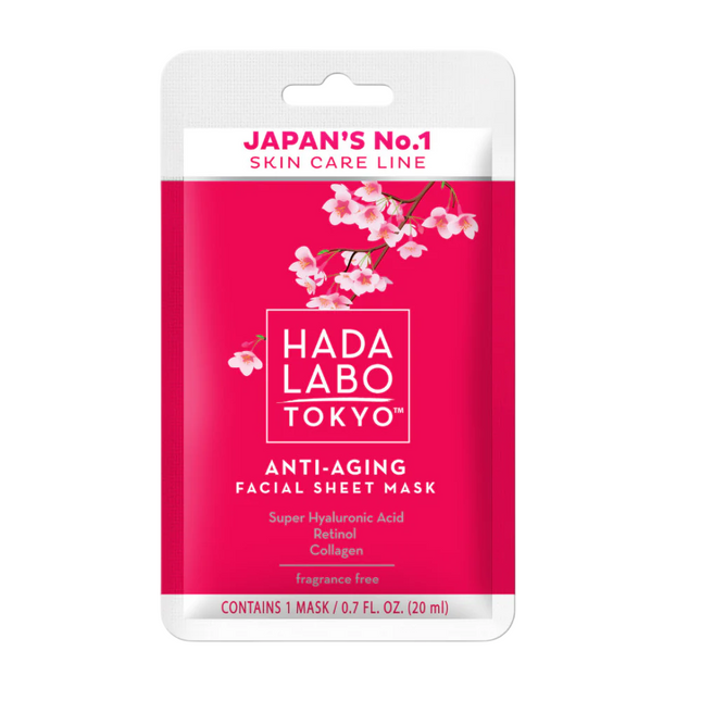 Hada Labo Tokyo Hada Labo Hyaluronic Acid & Collagen Anti-Aging – Sheet Mask for Women, Face, Day, 20 ml