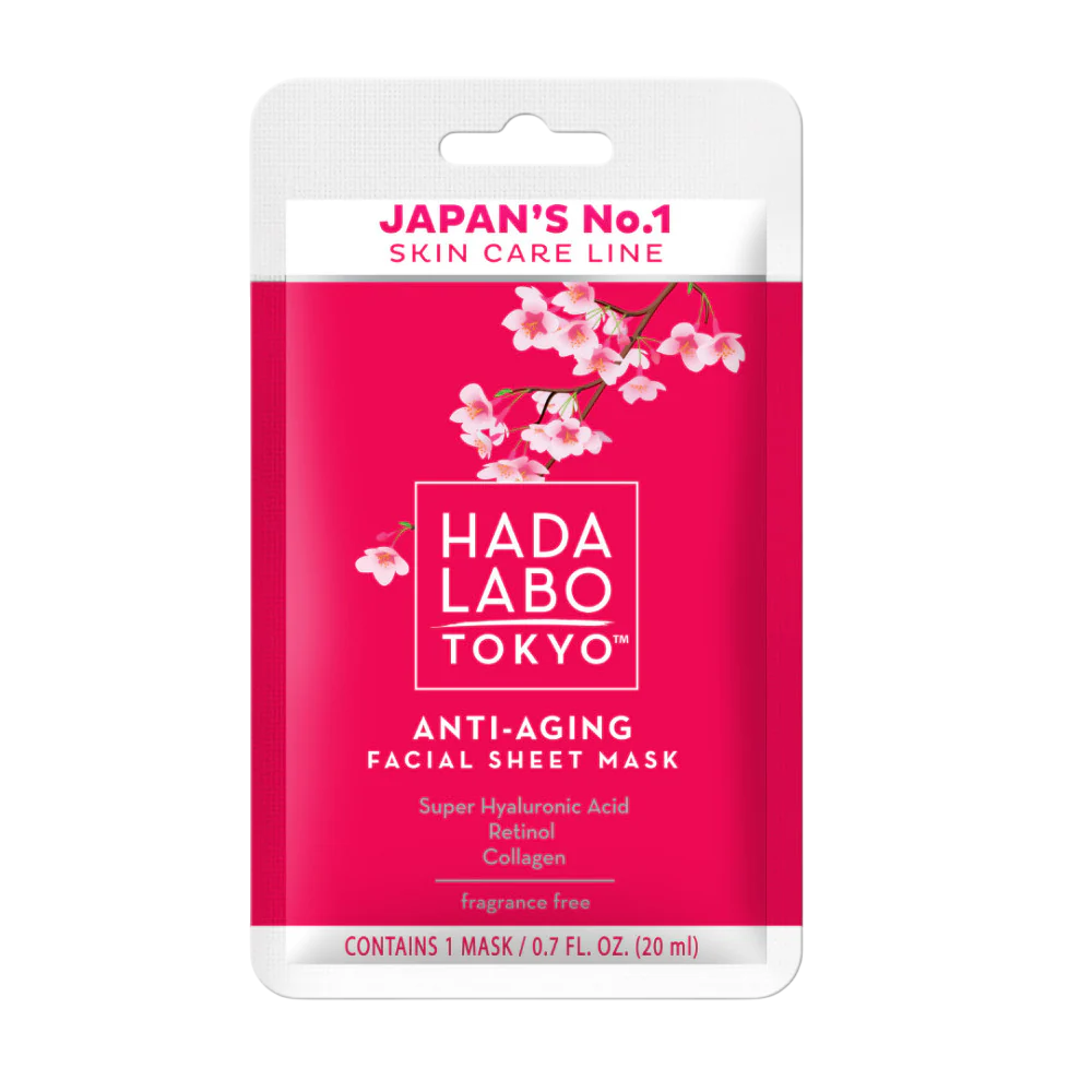 Hada Labo Tokyo Hada Labo Hyaluronic Acid & Collagen Anti-Aging – Sheet Mask for Women, Face, Day, 20 ml