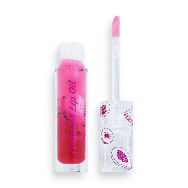 I Heart Revolution Tropical Plumping – Lip Oil for Women, Pomegranate, 3.8 ml