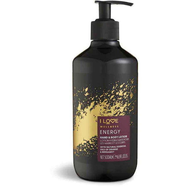 I Love Wellness Energy Vegan Moisturizing & Softening Orange & Bergamot – Lotion Unisex, For Hands & Body, 500 ml