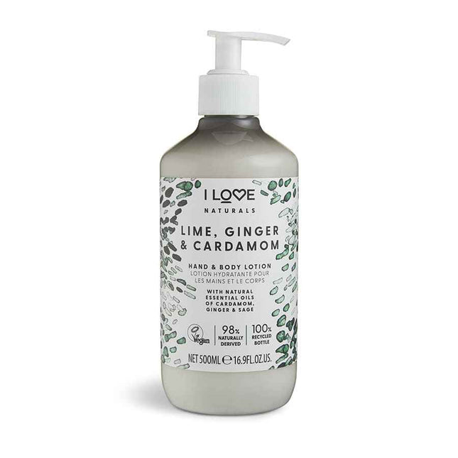 I Love Naturals Collection Vegan Moisturizing Lime Ginger & Cardamom – Lotion for Women, For Hands & Body, 500 ml