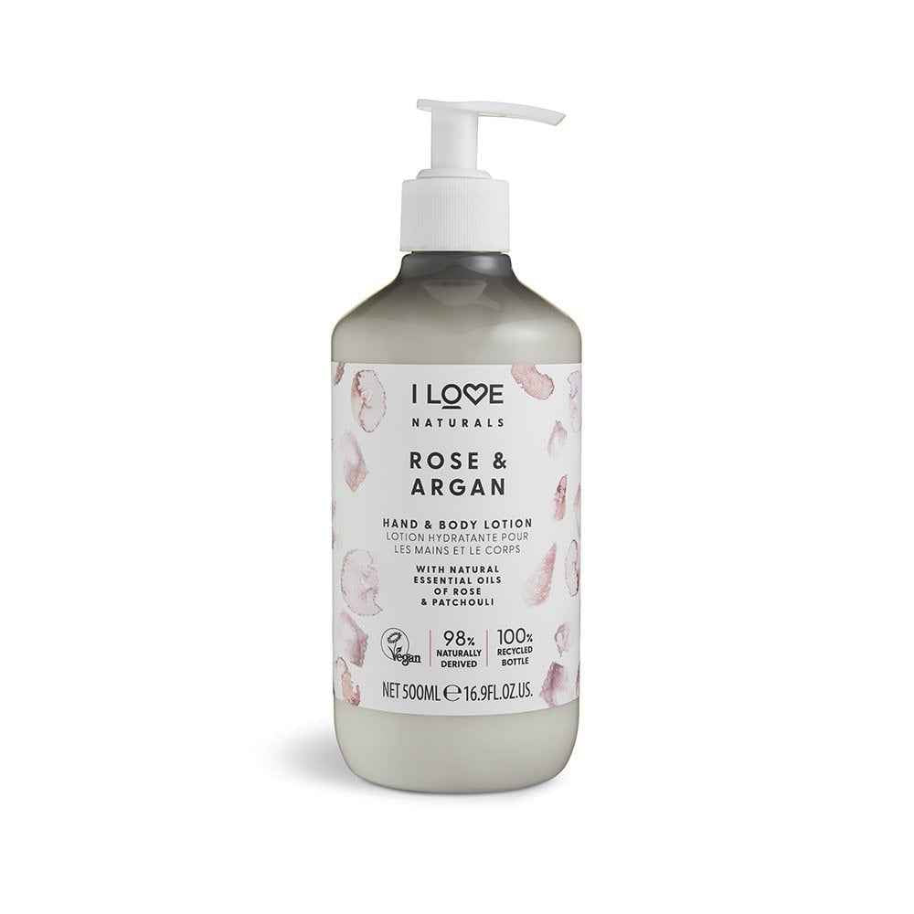 I Love Naturals Collection Vegan Moisturizing Rose & Argan – Lotion for Women, For Hands & Body, 500 ml