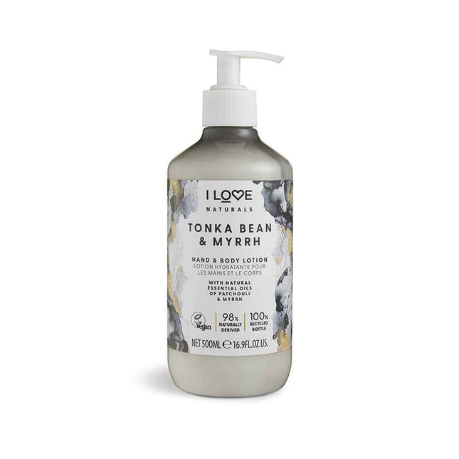 I Love Naturals Collection Vegan Moisturizing & Softening Tonka Bean & Myrrh – Lotion for Women, For Hands & Body, 500 ml