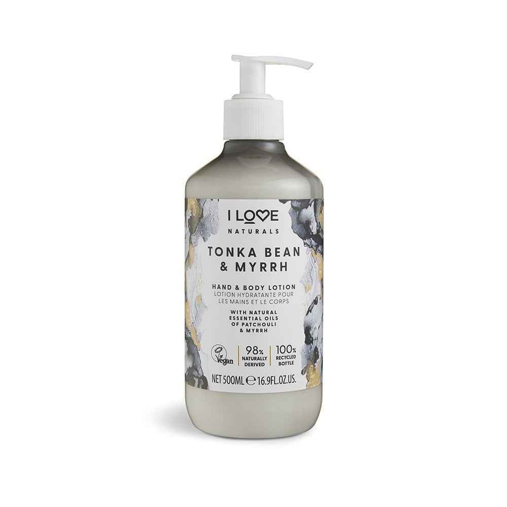 I Love Naturals Collection Vegan Moisturizing & Softening Tonka Bean & Myrrh – Lotion for Women, For Hands & Body, 500 ml