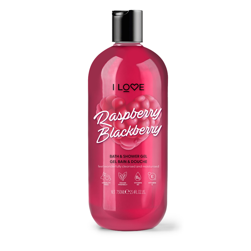 I Love Raspberry & Blackberry Hydrating – Shower Gel for Women, For All Skin Types, 750 ml