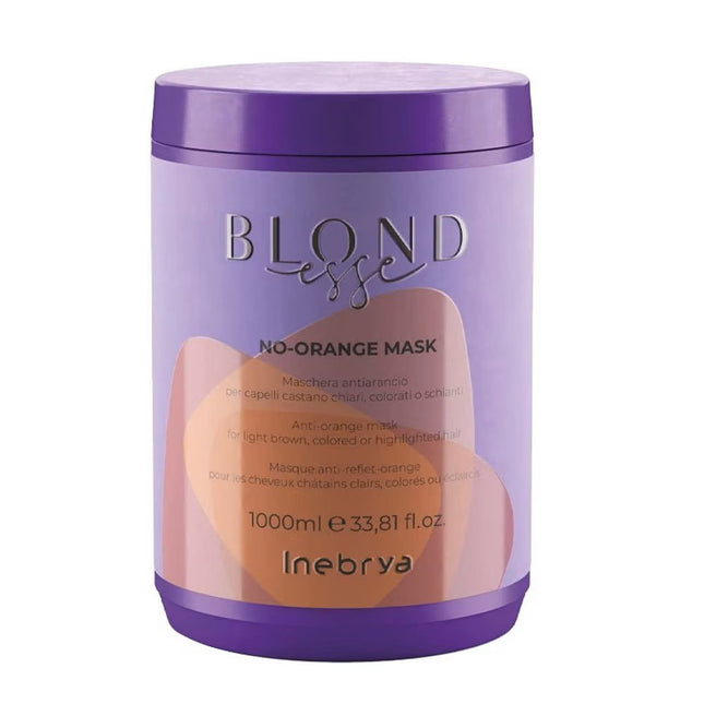 Inebrya Blondesse No-Orange – Hair Treatment Cream Mask for Women, Neutralizing Orange Tones, 1000 ml