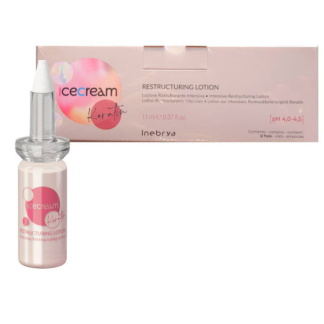 Inebrya Ice Cream Keratin – Hair Lotion Treatment Unisex, Intensive repair, 12 pcs, 11 ml