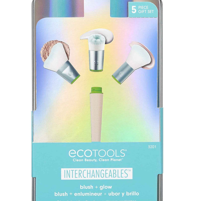 EcoTools Interchangeables Set EcoTools: Interchangeables – Foundation Brush + Interchangeables for Women, Blending, Blush Brush + Interchangeables, Angled Cut, Blush Brush