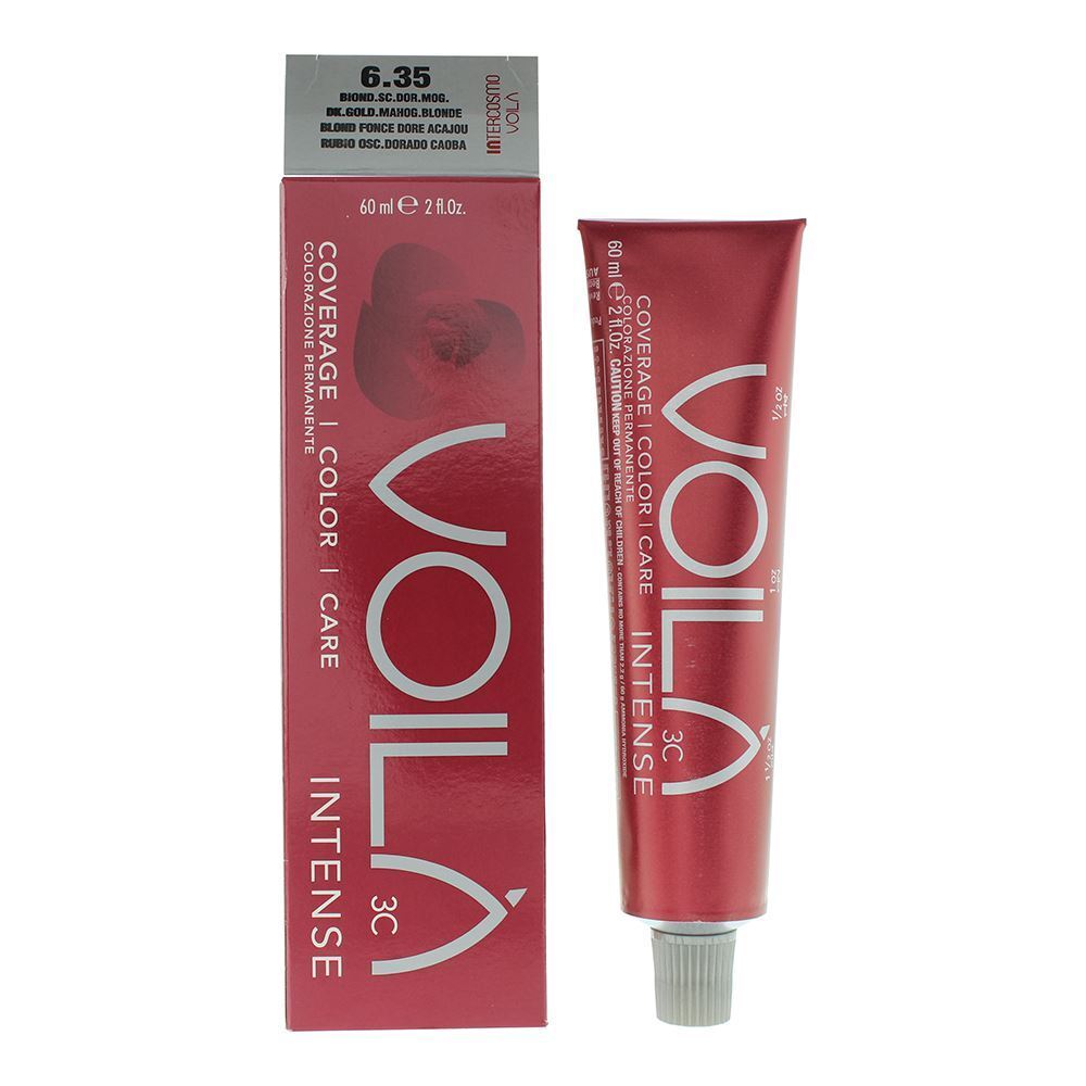 Intercosmo Voila 3C Intense – Permanent Hair Dye for Women, 6.35 Dark Blonde Intense Mahogany, 60 ml