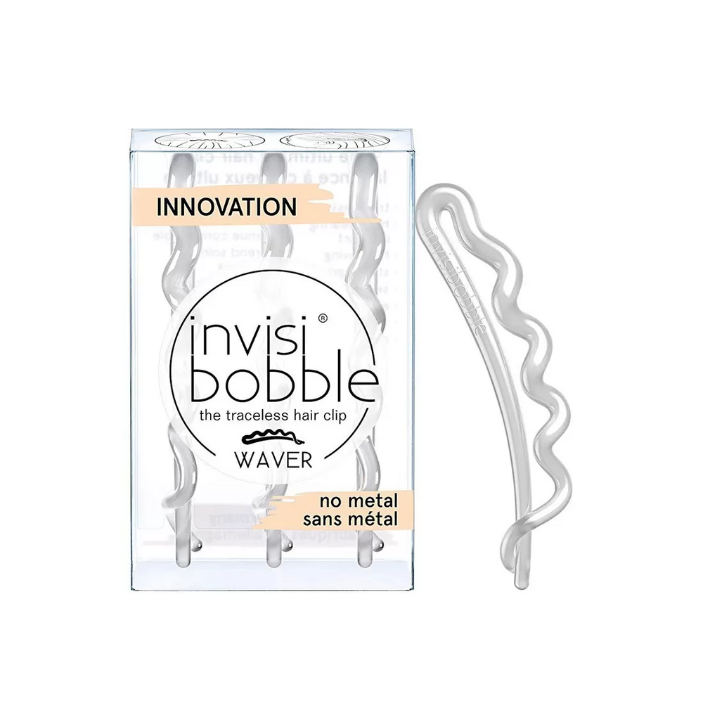 InvisiBobble Set Trio InvisiBobble Waves – Hair Clip for Women, Crystal Clear, 3 pcs