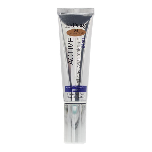IsaDora 24 Hrs Active Natural – Liquid Foundation for Women, 24, Golden Olive, 35 ml