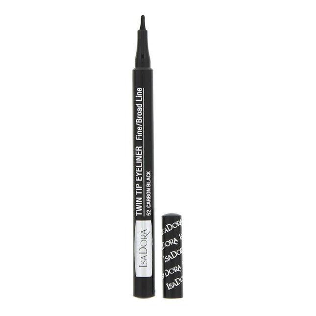 IsaDora Twin Tip – Liquid Eyeliner for Women, 52, Carbon Black, 1 ml
