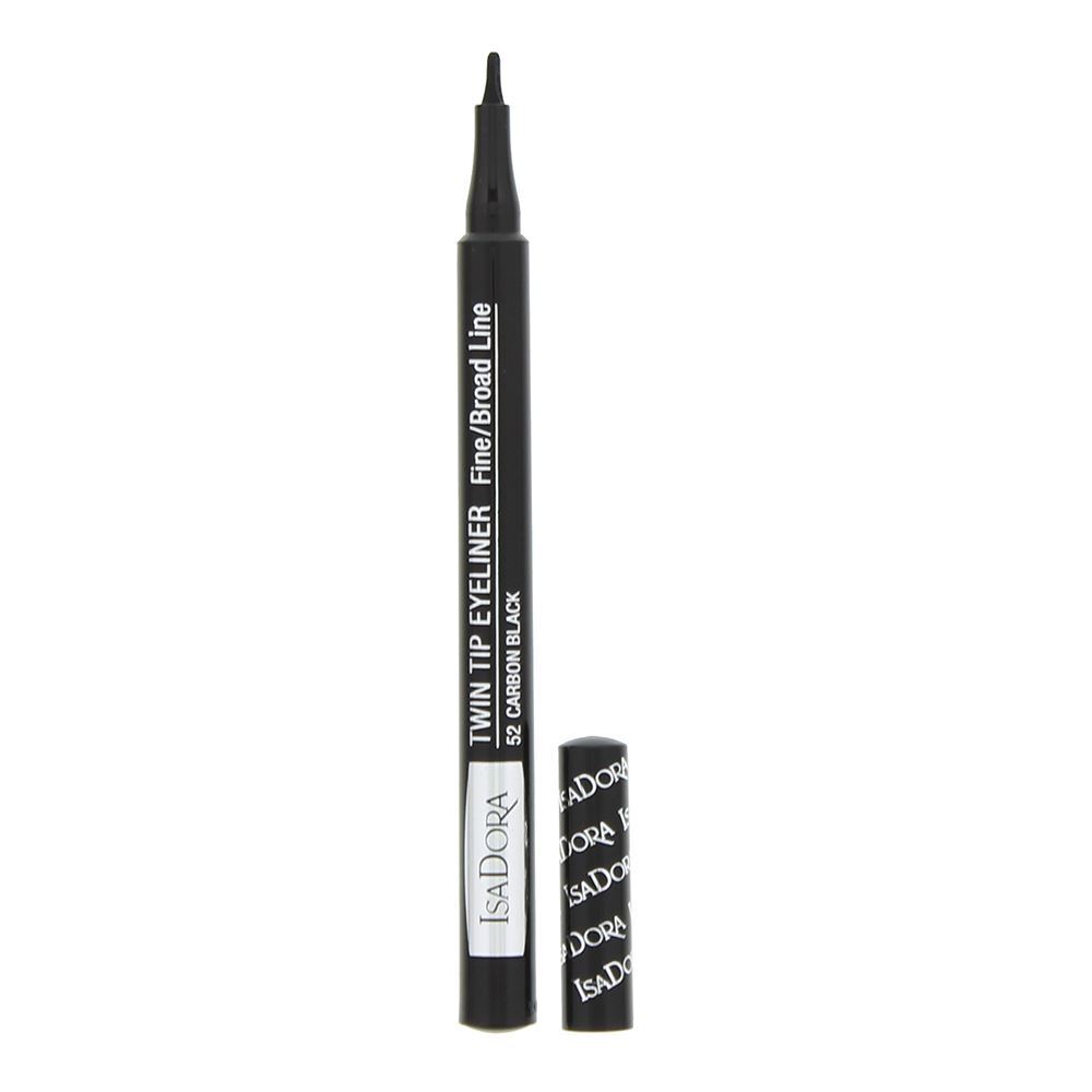 IsaDora Twin Tip – Liquid Eyeliner for Women, 52, Carbon Black, 1 ml