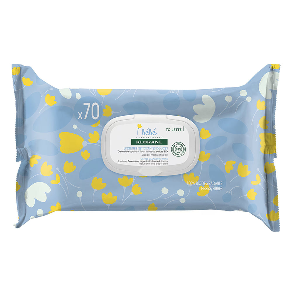 Klorane Baby – Cleansing Wipes for Children, For Face & Body, 70 pcs