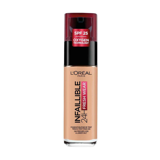 L`Oreal Paris L'Oreal Paris Infaillible 24h Fresh Wear All-Day Wear – Liquid Foundation for Women, 235, Honey, SPF 25, 30 ml