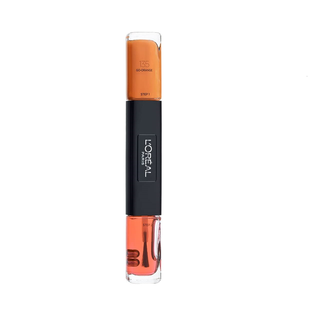 L`Oreal Paris L'Oreal Paris Infallible Gel-Effect – Nail Polish 2-in-1 for Women, 135, Go-Orange, 2 x, 5 ml