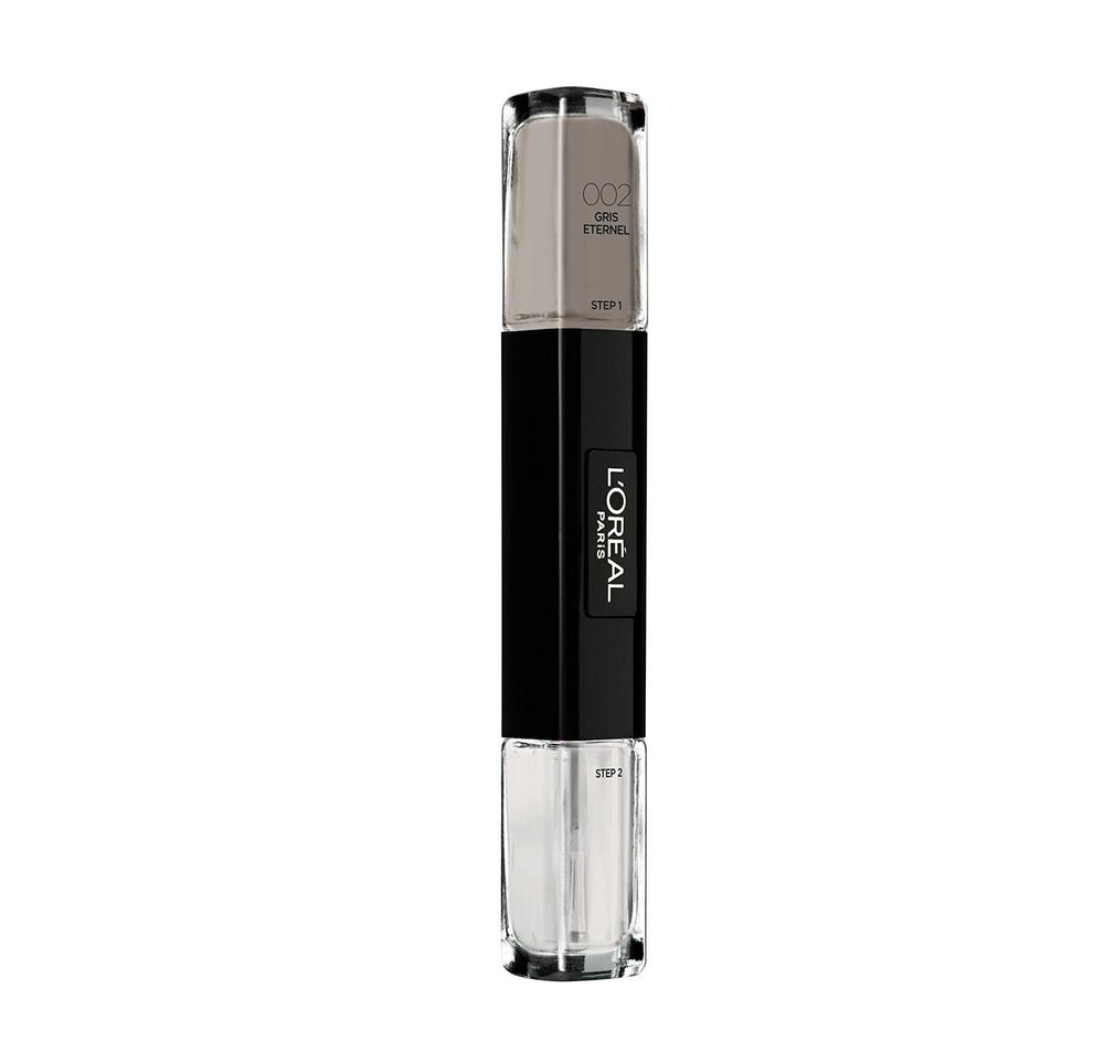 L`Oreal Paris L'Oreal Paris Infallible – Nail Polish 2-in-1 for Women, 002, Gris Eternel, 2 x, 5 ml