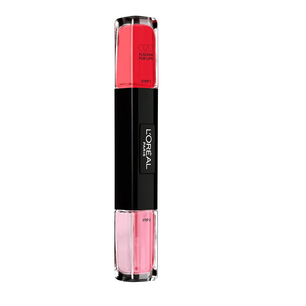 L`Oreal Paris L'Oreal Paris Infallible – Nail Polish 2-in-1 for Women, 020, Fuschia For Life, 2 x, 5 ml