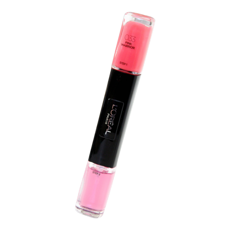 L`Oreal Paris L'Oreal Paris Infallible – Nail Polish 2-in-1 for Women, 033, Pink Warrior, 2 x, 5 ml