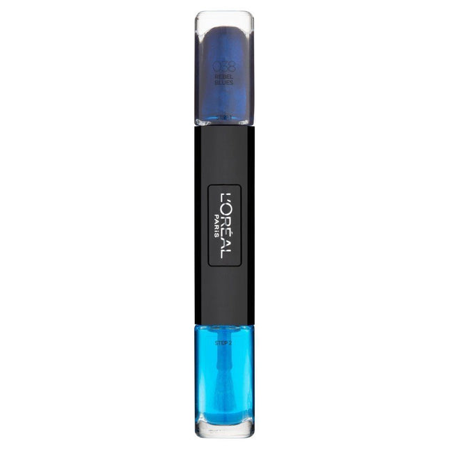 L`Oreal Paris L'Oreal Paris Infallible – Nail Polish 2-in-1 for Women, 038, Rebel Blues, 2 x, 5 ml