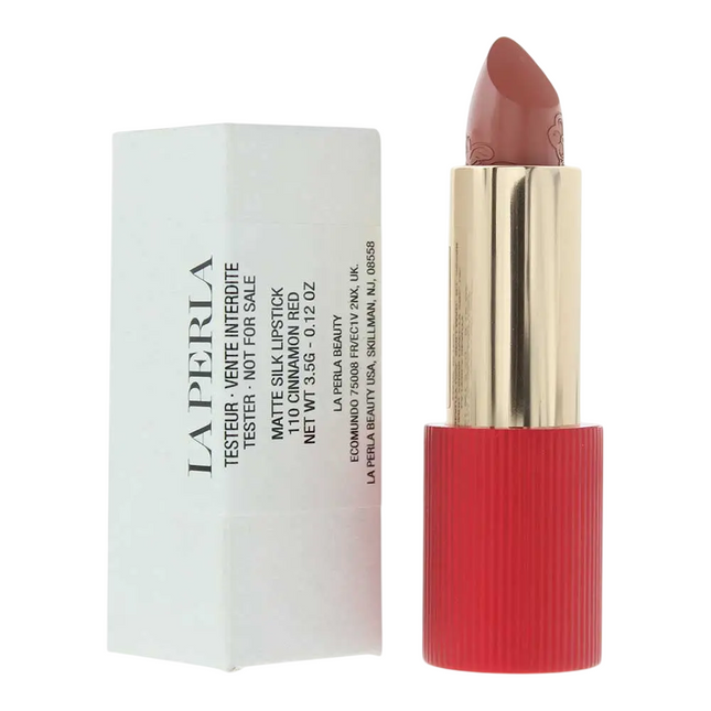 La Perla Matte Silk Matte Silk – Cream Lipstick for Women, 110, Cinnamon Red, 3.5 g Tester
