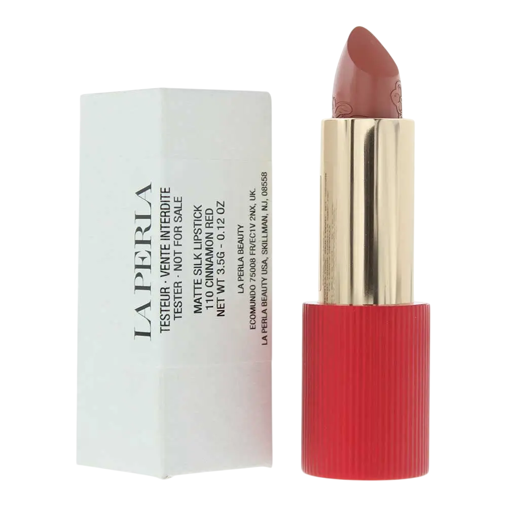 La Perla Matte Silk Matte Silk – Cream Lipstick for Women, 110, Cinnamon Red, 3.5 g Tester