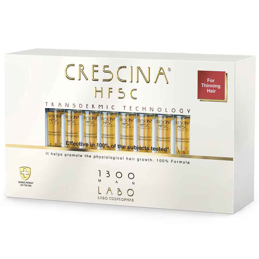 Labo Suisse Crescina Transdermic HFSC 1300 For Growth Stimulation – Ampoules Treatment Serum for Men, For Scalp, 20 pcs, 3.5 ml