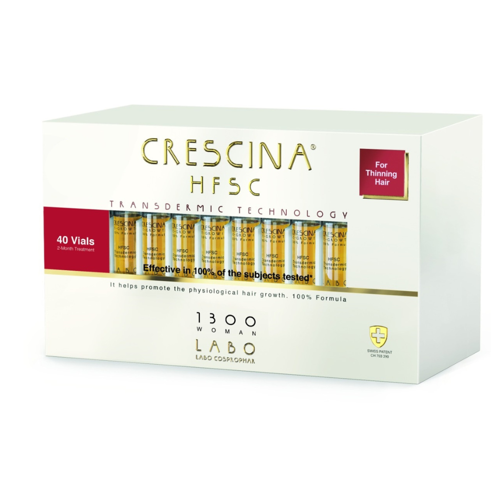 Labo Suisse Crescina Transdermic HFSC 1300 For Growth Stimulation – Ampoules Treatment Serum for Women, For Scalp, 40 pcs,…