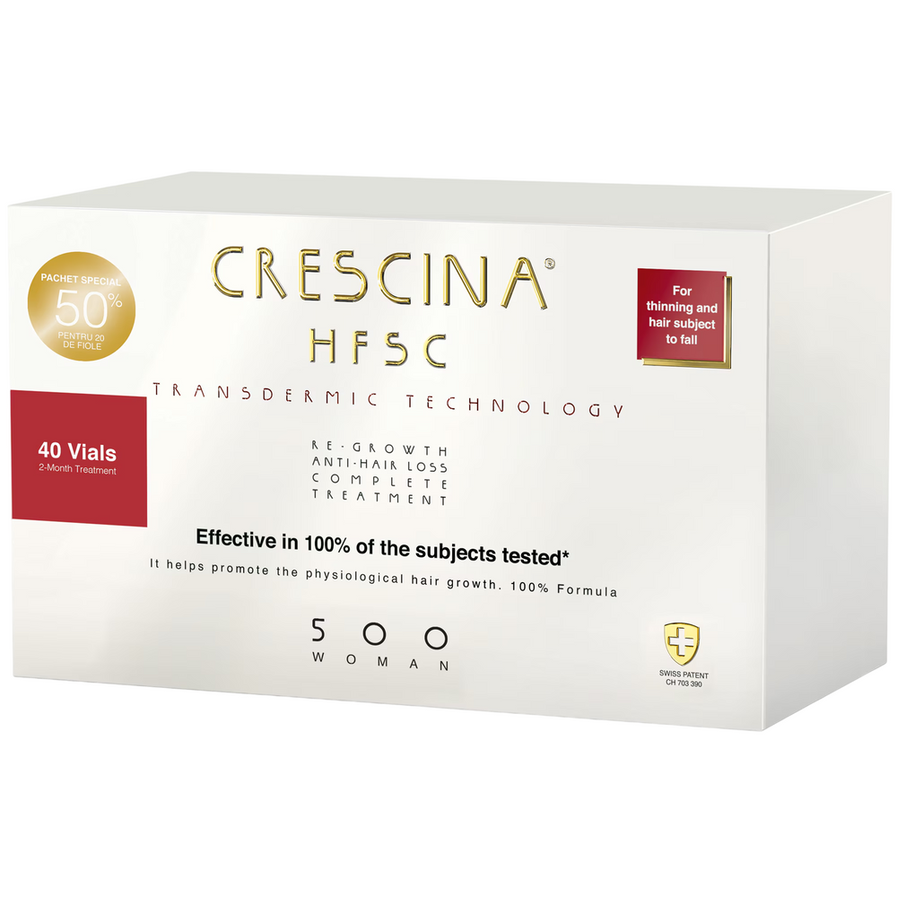 Labo Suisse Crescina Transdermic HFSC 500 For Growth Stimulation – Ampoules Treatment Serum for Women, For Scalp, 20 + 20 pcs, 3.5 ml