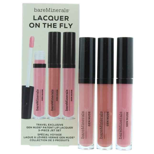 BareMinerals Lacquer On The Fly Set BareMinerals: Gen Nude – Liquid Lipstick for Women, Cant Even, 3.7 ml + Gen Nude, Dahling, 3.7 ml + Gen Nude, Major, 3.7 ml
