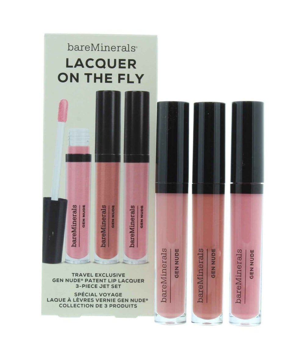 BareMinerals Lacquer On The Fly Set BareMinerals: Gen Nude – Liquid Lipstick for Women, Cant Even, 3.7 ml + Gen Nude, Dahling, 3.7 ml + Gen Nude, Major, 3.7 ml