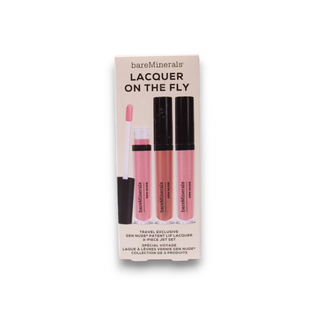 BareMinerals Lacquer On The Fly Set BareMinerals: Gen Nude – Liquid Lipstick for Women, Cant Even, 3.7 ml + Gen Nude, Dahling, 3.7 ml + Gen Nude, Major, 3.7 ml