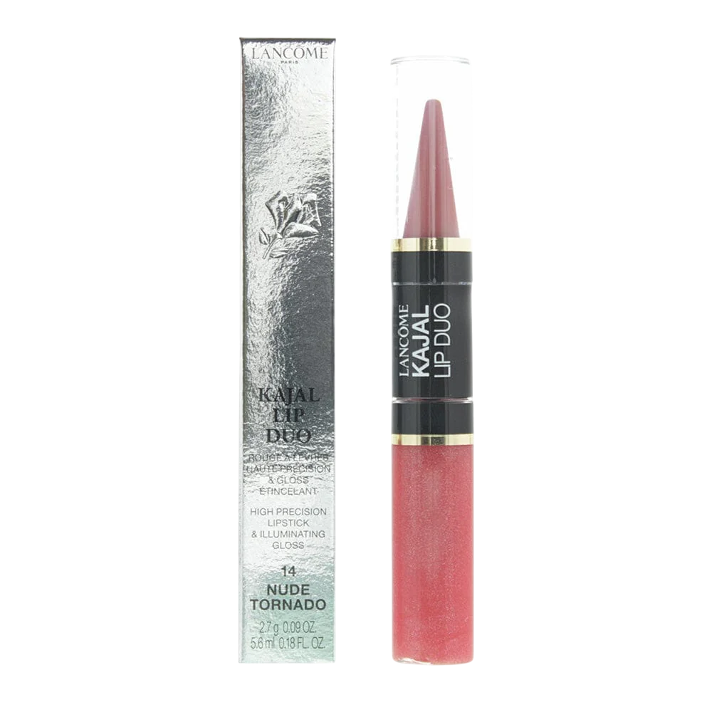 Lancome Set Duo Lancome Lip Kajal Duo – Cream Lipstick & Lip Gloss for Women, 14, Nude Tornado, 2.7 g