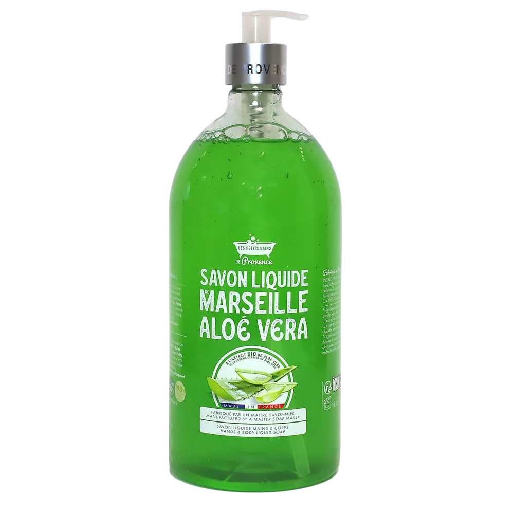 Les Petites Bains de Provence Marseille Aloe Vera – Liquid Soap Unisex, For Hands & Body, 1000 ml