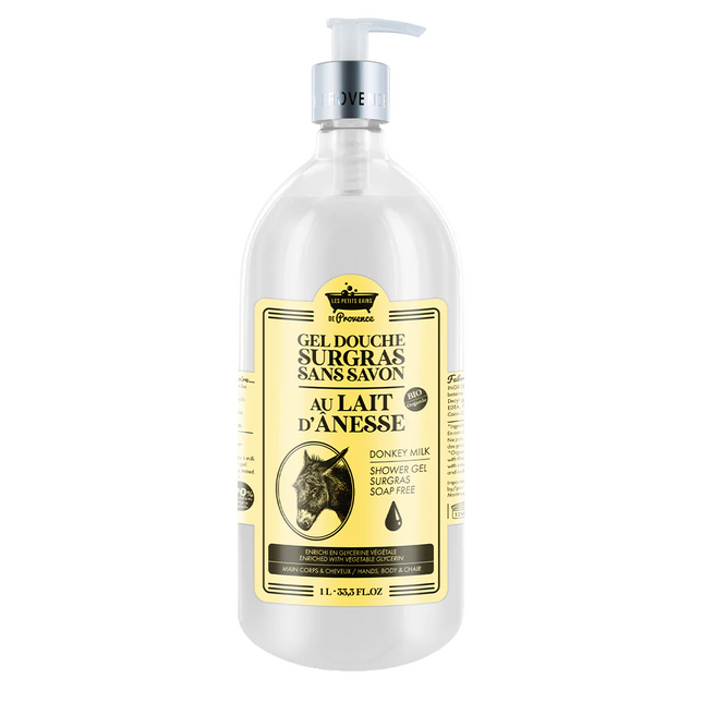 Les Petites Bains de Provence Donkey Milk – Shower Gel for Women, For Body, Face & Hair, For Sensitive Skin, 1000 ml