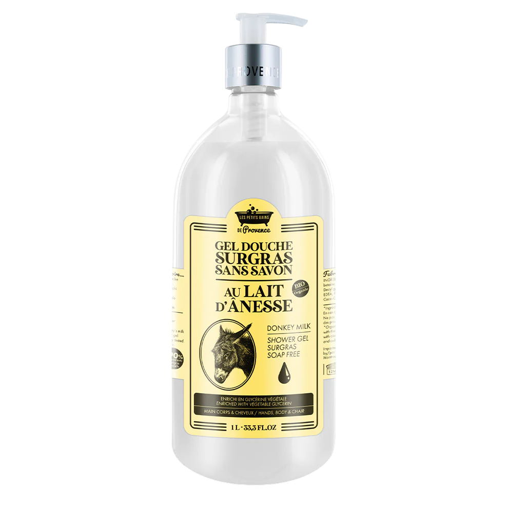 Les Petites Bains de Provence Donkey Milk – Shower Gel for Women, For Body, Face & Hair, For Sensitive Skin, 1000 ml