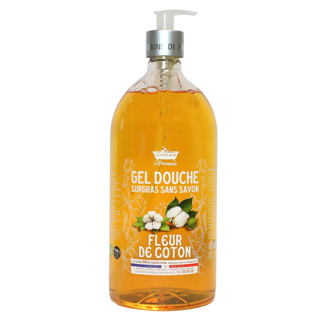 Les Petites Bains de Provence Fleur de Coton – Shower Gel for Women, For Sensitive Skin, 1000 ml