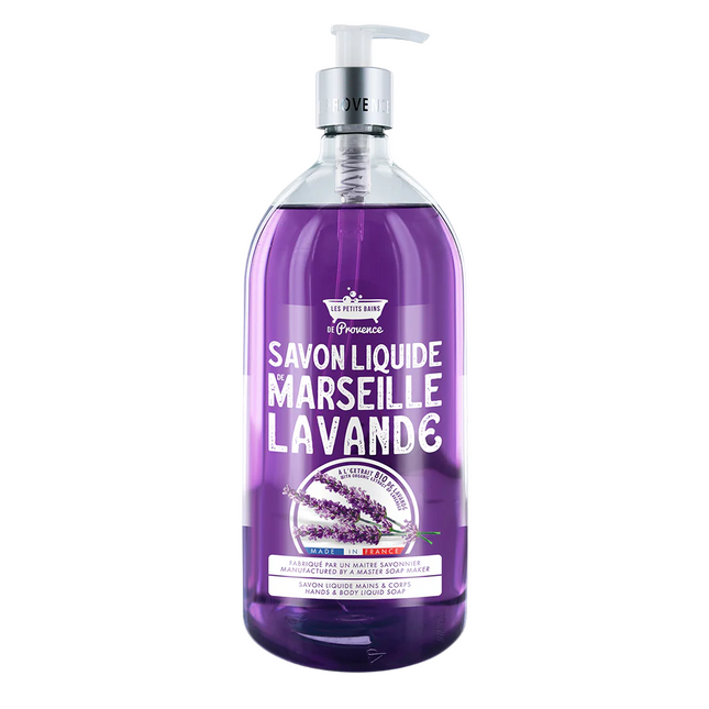 Les Petites Bains de Provence Marseille Lavander – Liquid Soap Unisex, For Hands & Body, 1000 ml