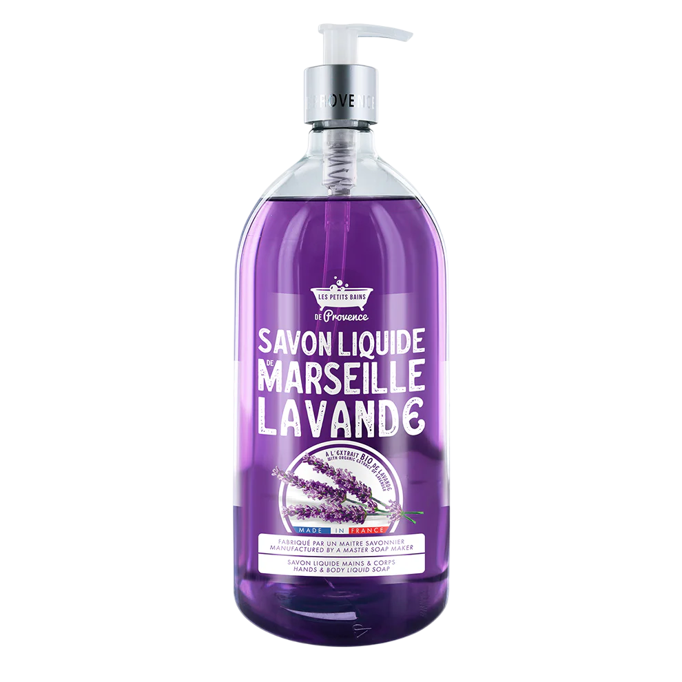 Les Petites Bains de Provence Marseille Lavander – Liquid Soap Unisex, For Hands & Body, 1000 ml