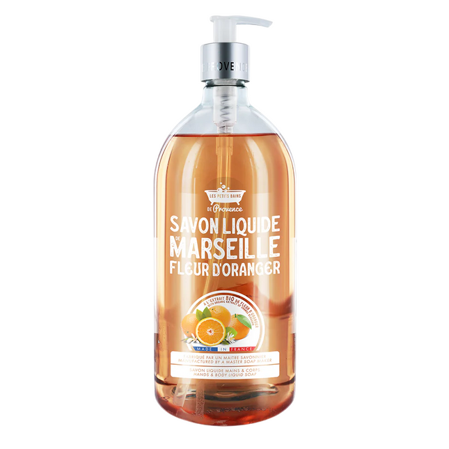 Les Petites Bains de Provence Marseille Orange Blassom – Liquid Soap Unisex, For Hands & Body, 1000 ml