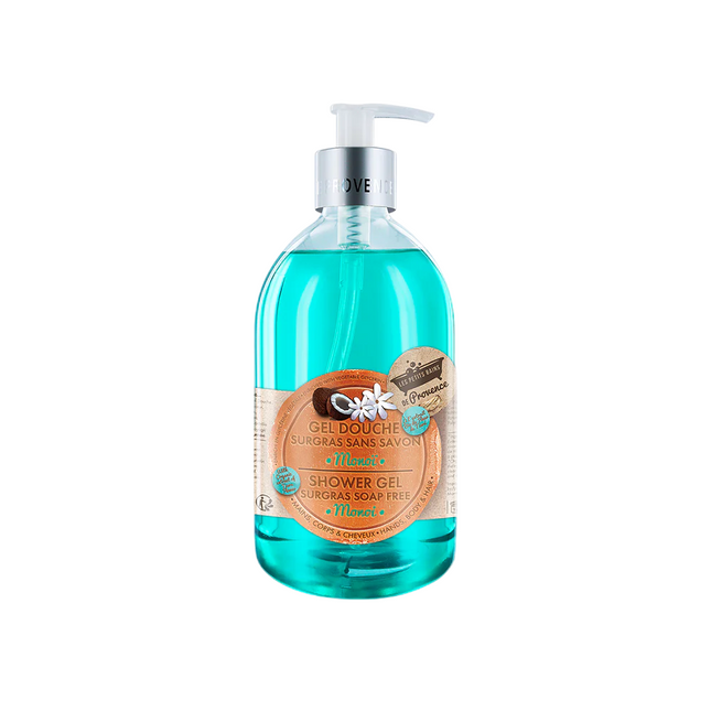 Les Petites Bains de Provence Monoi – Shower Gel for Women, For Body, Face & Hair, For Sensitive Skin, 500 ml
