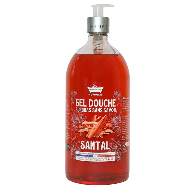 Les Petites Bains de Provence Santal – Shower Gel for Women, For Body, Face & Hair, For Sensitive Skin, 1000 ml